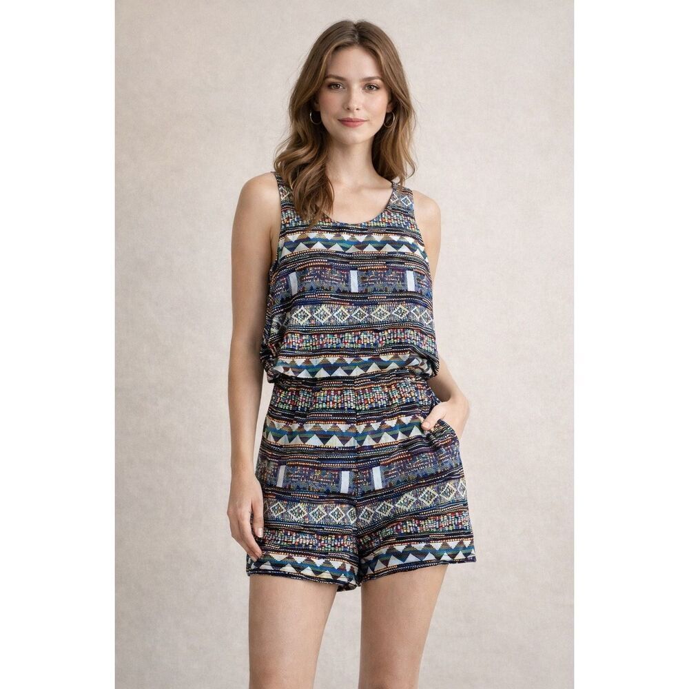 RED Saks Fifth Ave Tribal Print Romper Small Boho Festival